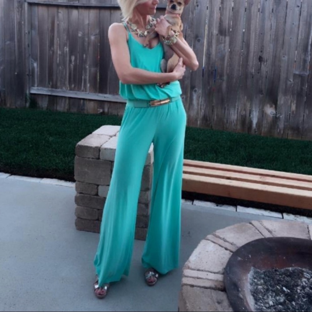 Racer back jumpsuit mint color